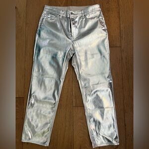 GAP Metallic Silver Cheeky Straight Pants 16r 36” waist